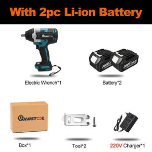 MUSTOOL 1800N.M Torque Brushless Electric Impact Wrench For Trucks 1/2 inch Cordless Wrench Driver Tool For Makita 18V Battery
