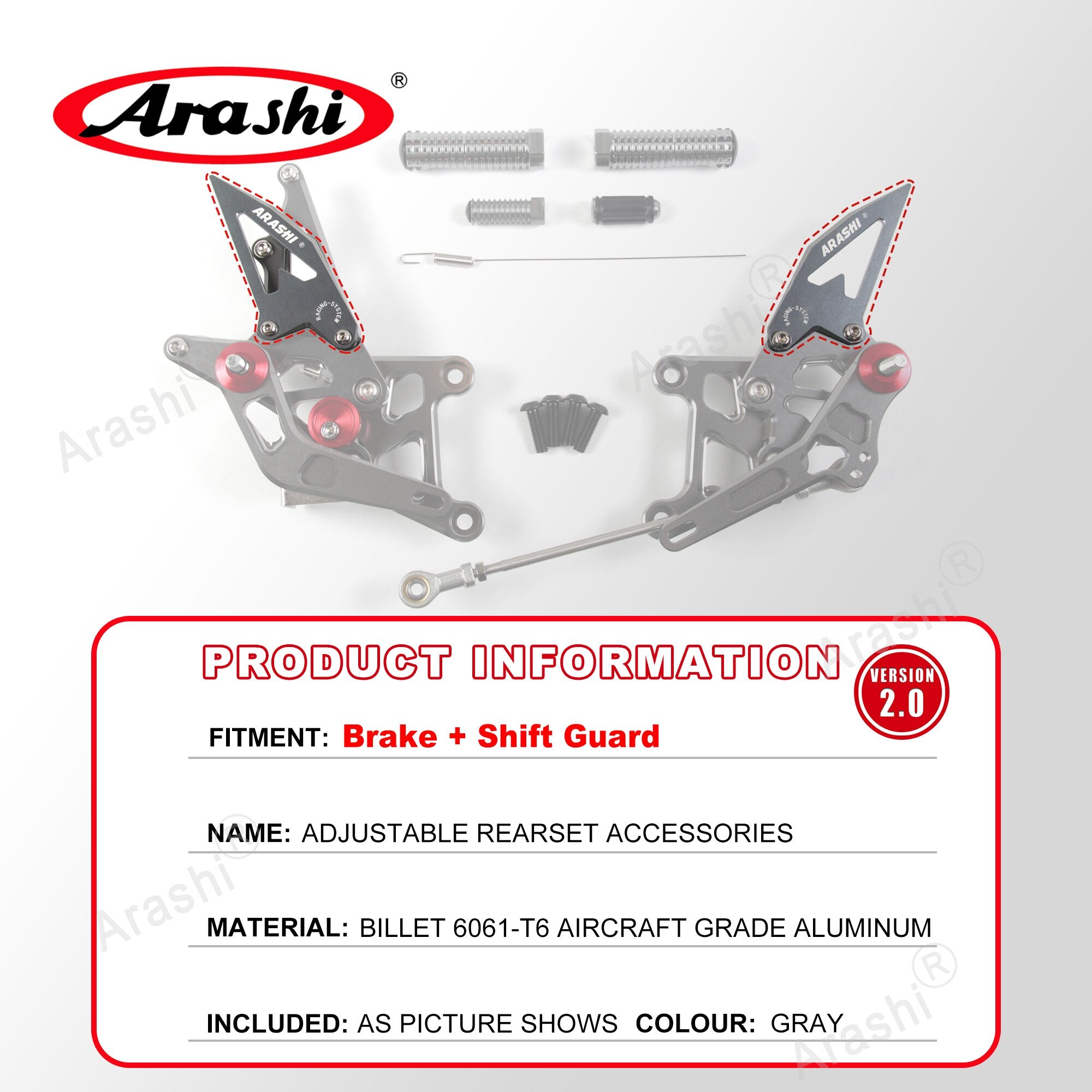 Arashi Spare Parts Adjustable Rearsets Replacement Shift Linkage Lever Gear Selector Motorcycle Footrest Spare Parts Foot Pegs