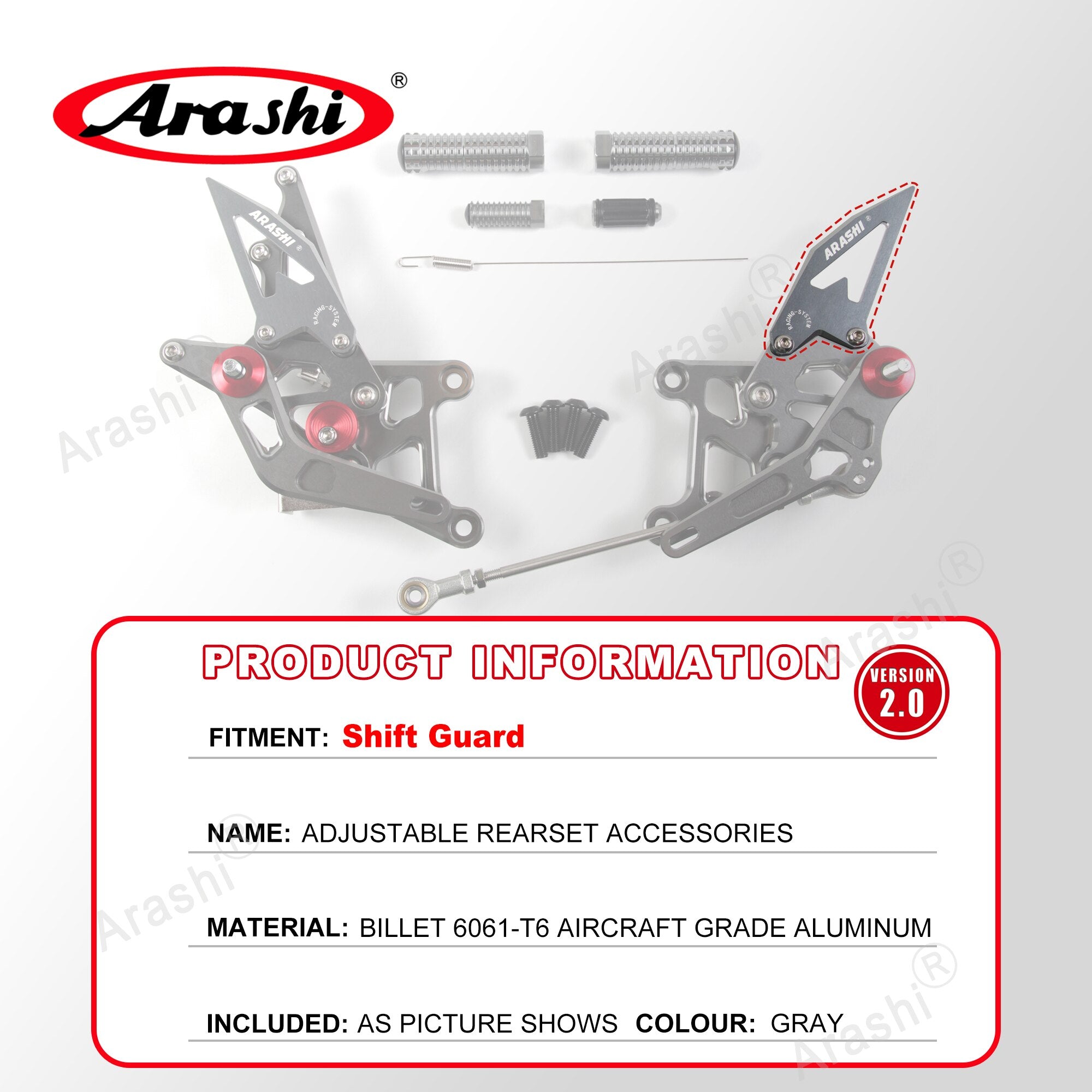 Arashi Spare Parts Adjustable Rearsets Replacement Shift Linkage Lever Gear Selector Motorcycle Footrest Spare Parts Foot Pegs