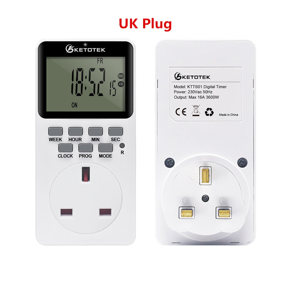 Electronic Digital Timer Socket EU/UK/US/FR Plug Outlet Programmable Timing Socket Control 220V Timer Switch Socket for Kitchen