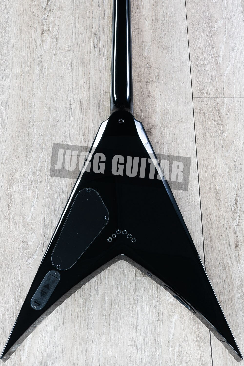 Rare Mustaine Megadeth Rust In Peace Blue Flying V Electric Guitar Grover Tuners, 9V Battery Box, Black Hardware