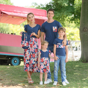 New Family Matching Clothing For Mom Daughter Dad Son Parent-Child Wear Girl Woman's Dresses T-Shirt For Man And Boy TM008