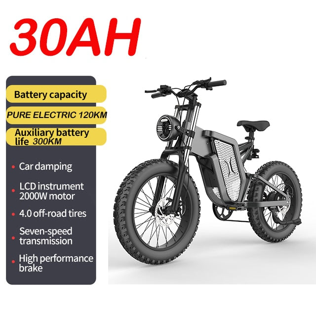 EKX X20 Electric Bike Mountain Moped Ebike 20 Inch Fat Tire 2000W 48V 30AH Men&#39;s Road EBike Electric Bicycle For Adults E Bikes