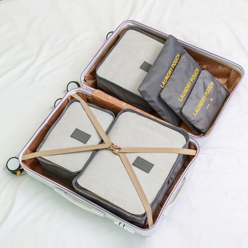 6Pcs/Set Travel Bag Men And Women Multifunction Clothing Luggage Organizer Bag Mesh Packing Cubes Unisex Travel Storage Bags Kit