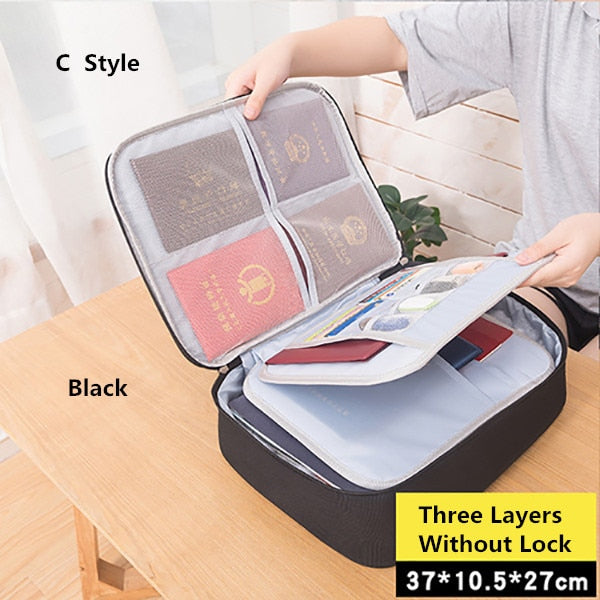 Document Bag Large Capacity Travel Passport Wallet Card Organizer Men&#39;s Business Waterproof Storage Pack Home Accessories Item