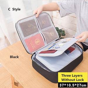 Document Bag Large Capacity Travel Passport Wallet Card Organizer Men&#39;s Business Waterproof Storage Pack Home Accessories Item
