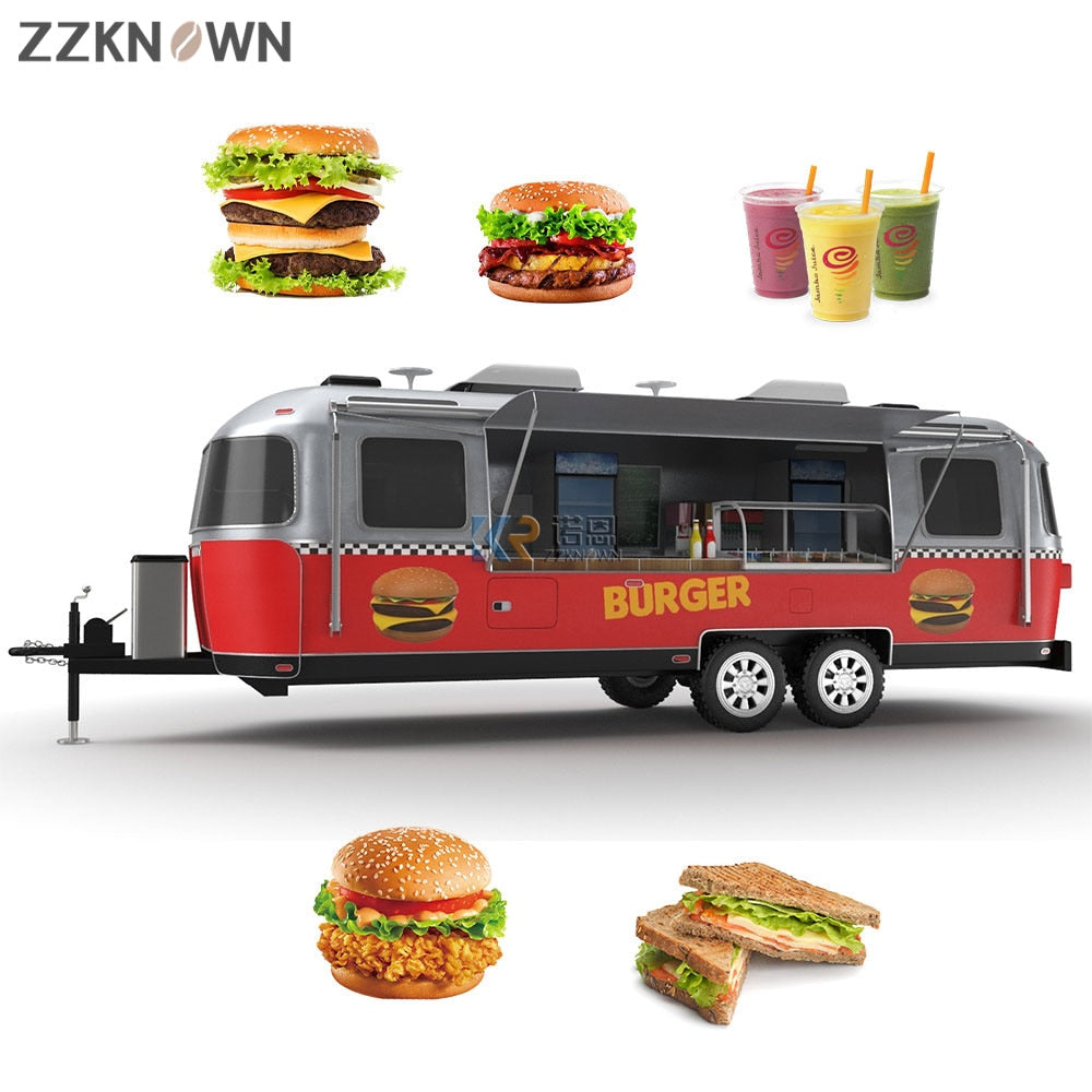8M Length Custom Airstream Cart Concession Mobile Food Truck Ice Cream Mobile Trailers Catering Truck For Sale