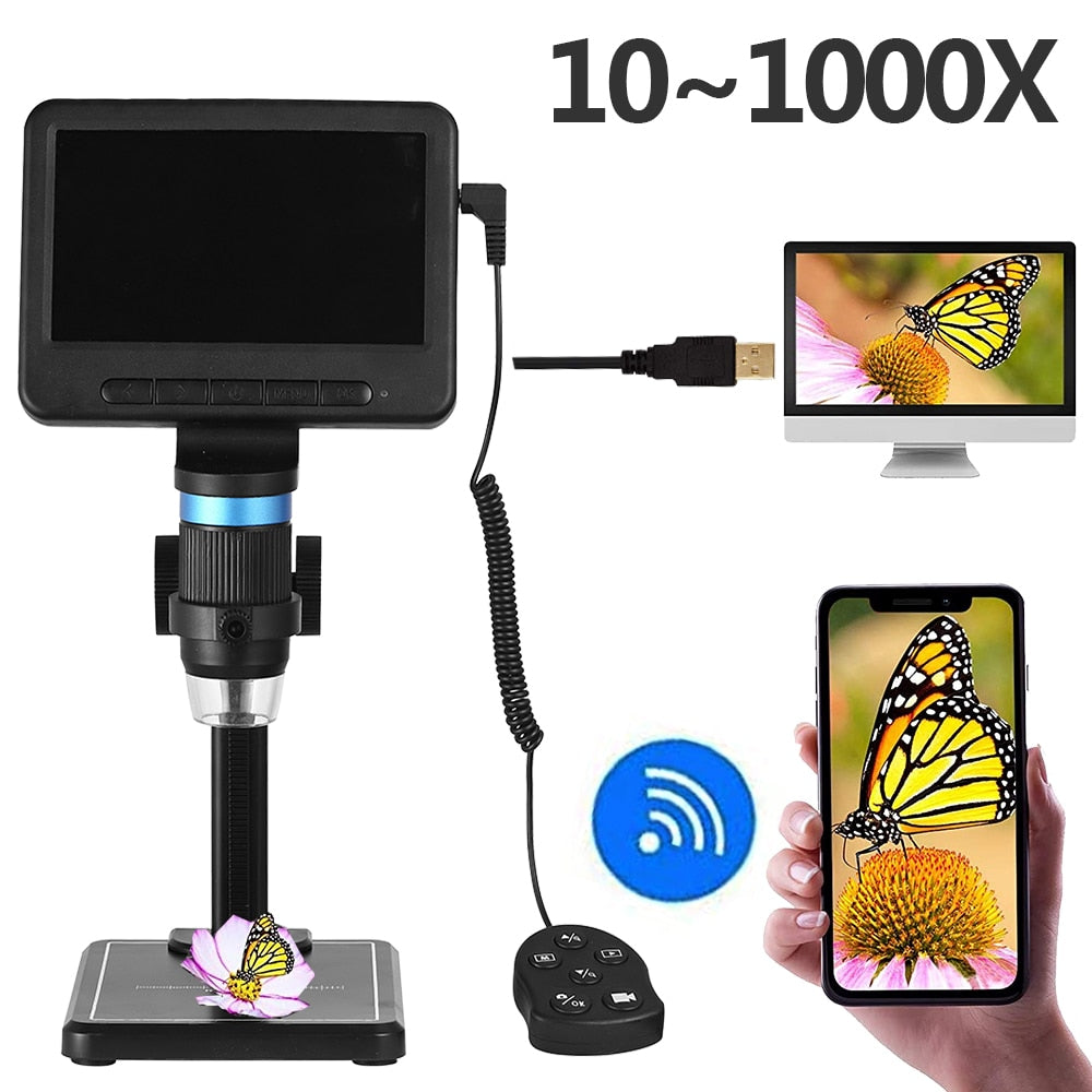 TDKMR 1200X 1080P USB High Definition Electronic Digital Microscope 7 Inch Large LCD Display for Soldering Cell Phone Repair