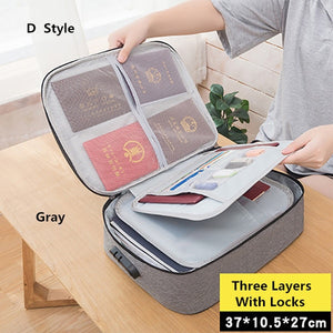 Document Bag Large Capacity Travel Passport Wallet Card Organizer Men&#39;s Business Waterproof Storage Pack Home Accessories Item