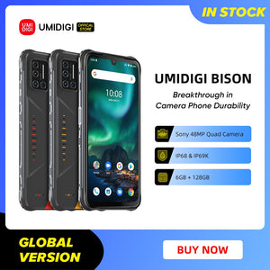 UMIDIGI BISON IP68/IP69K Waterproof Rugged Mobile Phone 48MP Matrix Quad Camera 6.3" FHD+ Display 6GB+128GB NFC Smartphone